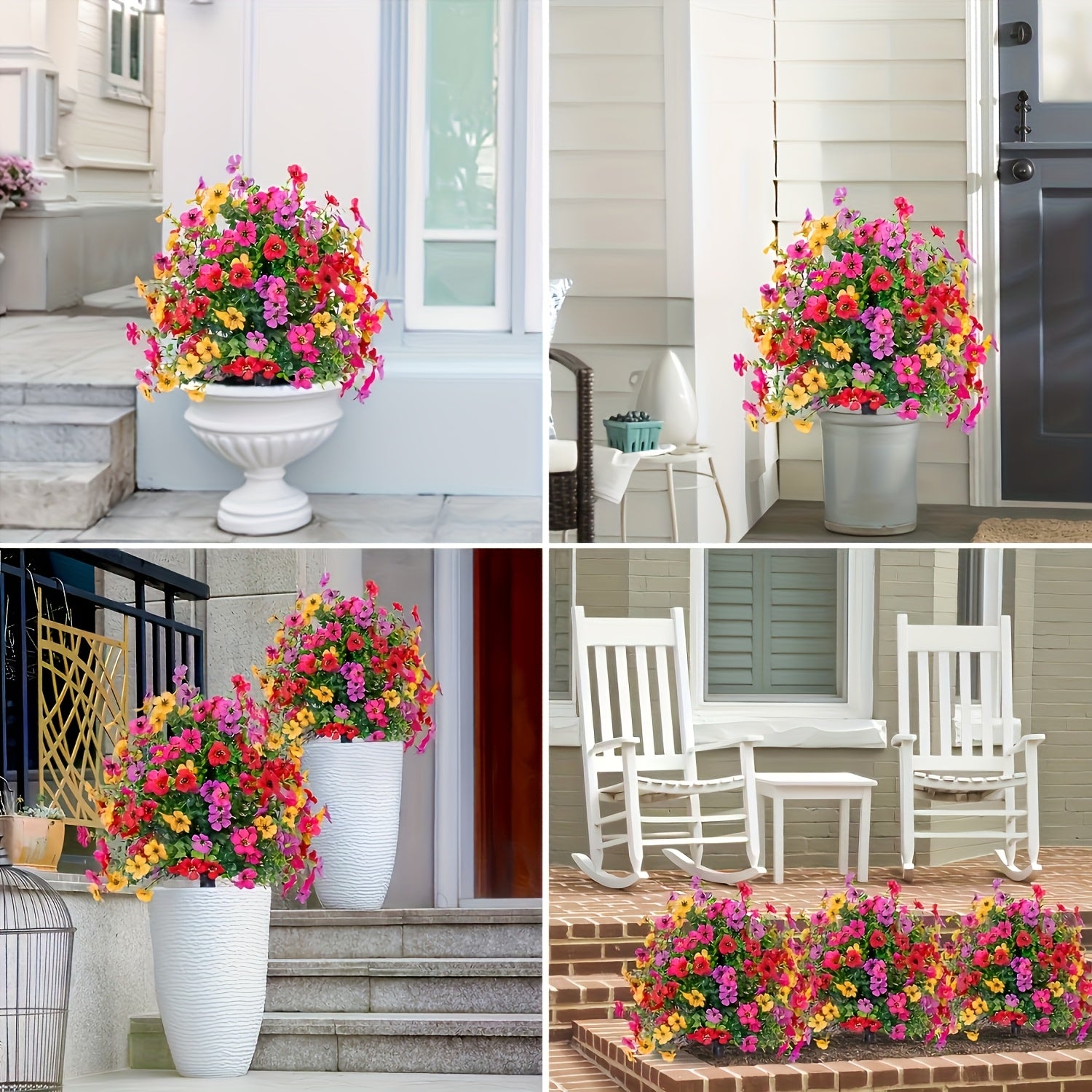 Lot de 2 bouquets de fleurs artificielles multicolores à piquer 60x40cm
