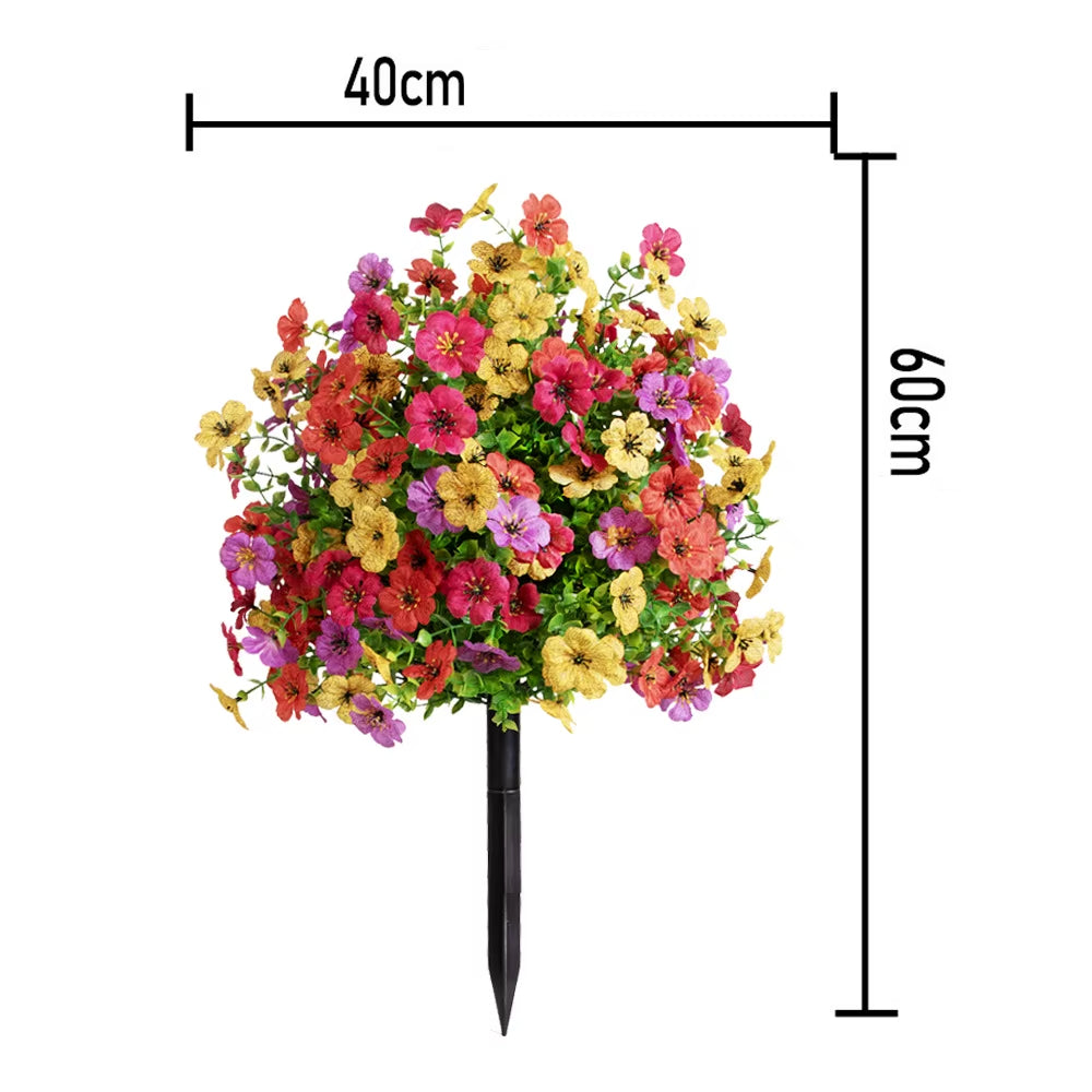 Lot de 2 bouquets de fleurs artificielles multicolores à piquer 60x40cm