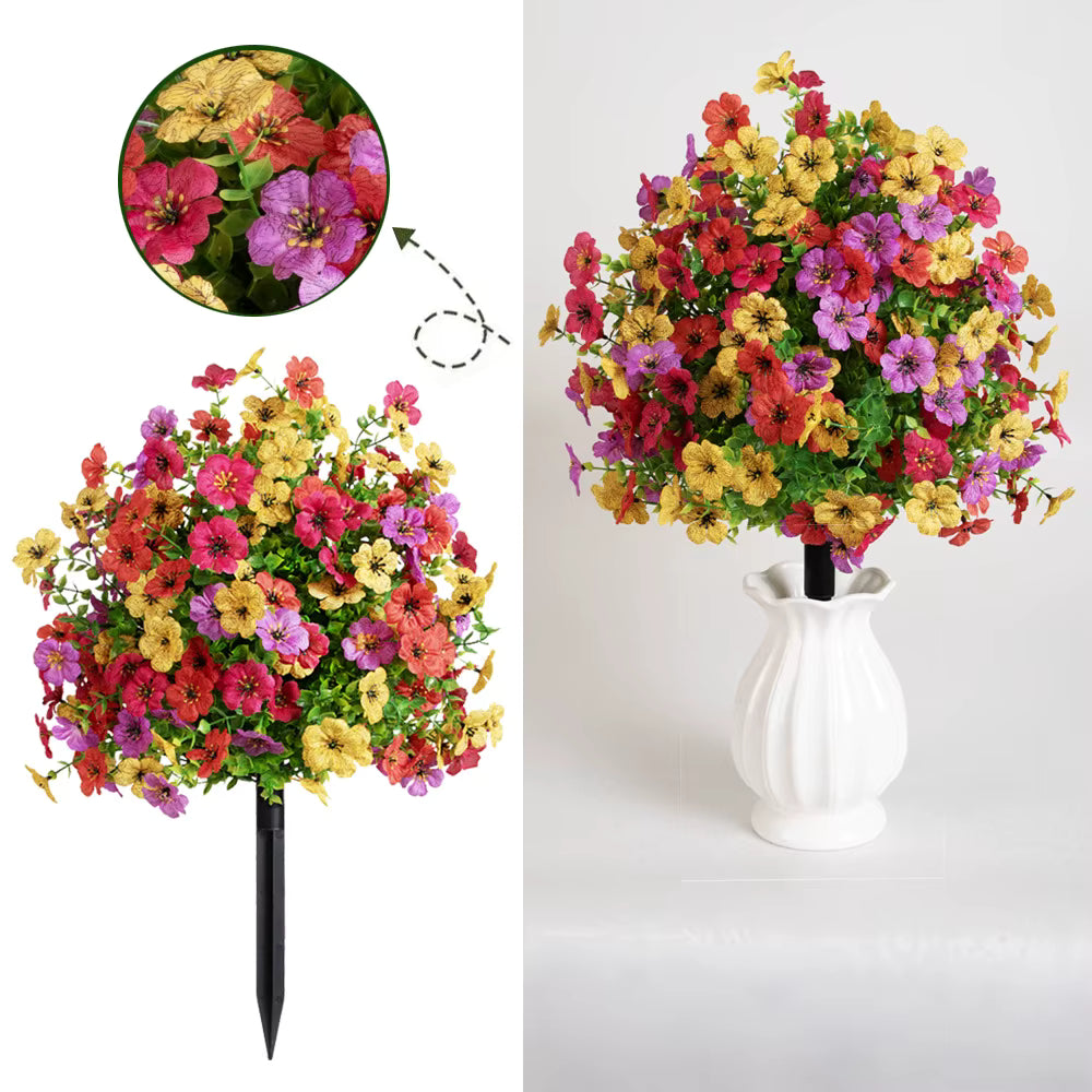 Lot de 2 bouquets de fleurs artificielles multicolores à piquer 60x40cm