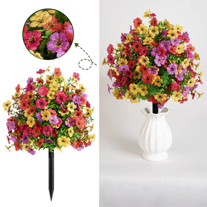 Lot de 2 bouquets de fleurs artificielles multicolores à piquer 60x40cm