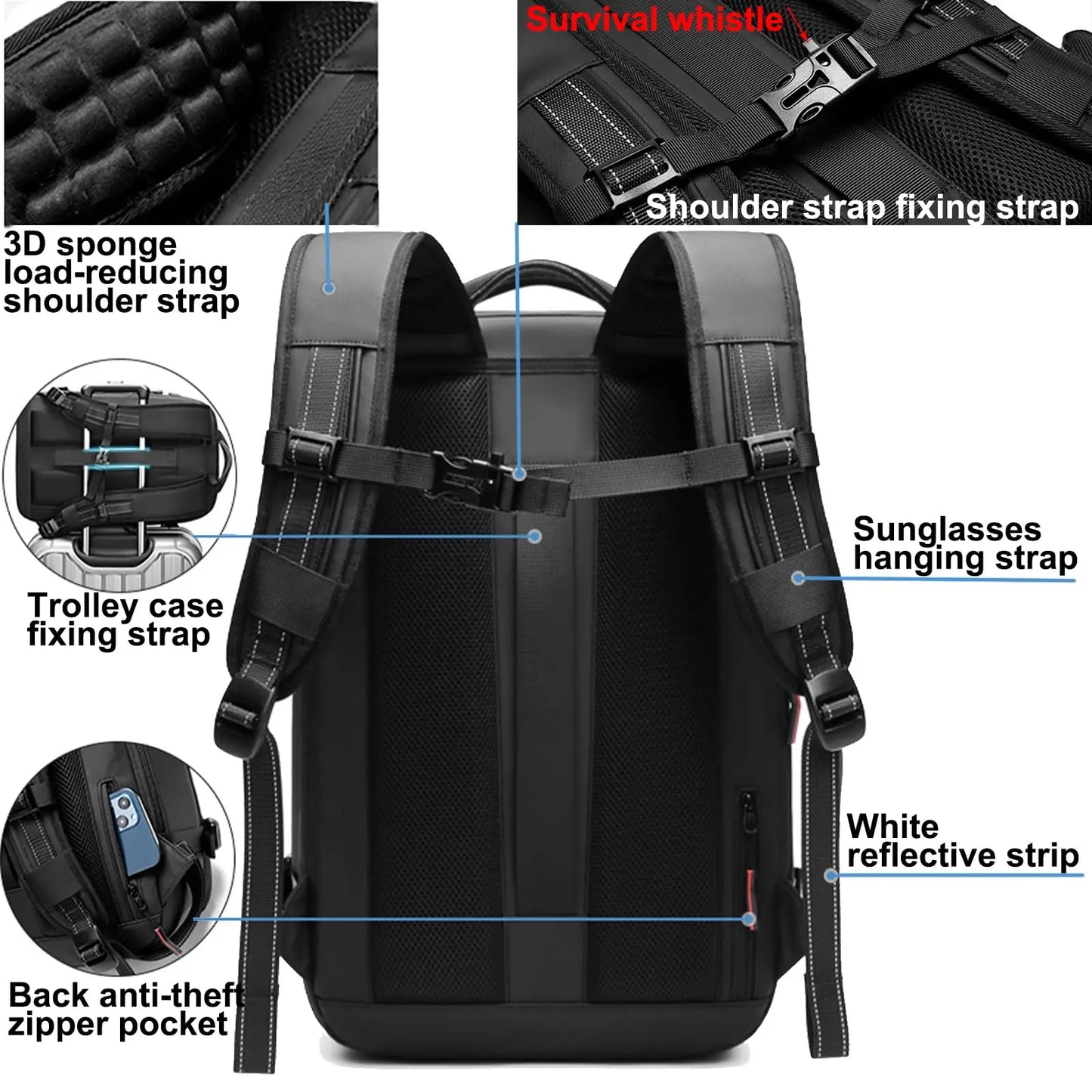 Sac à dos sous vide imperméable extensible 60L 49x32x15CM