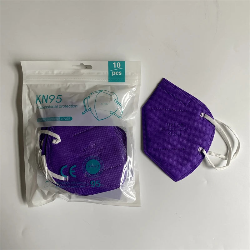 Lot de 10 Masques Violet FFP2/normes CE/5 couches/filtre KN95