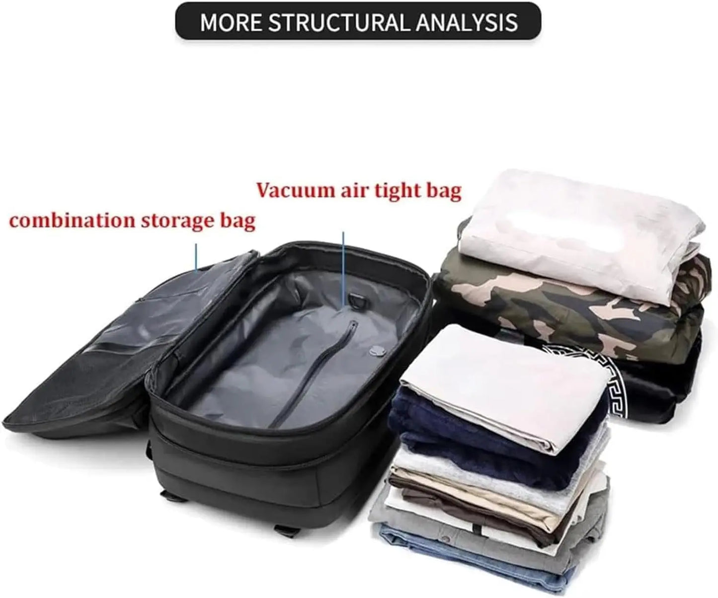 Sac à dos sous vide imperméable extensible 60L 49x32x15CM